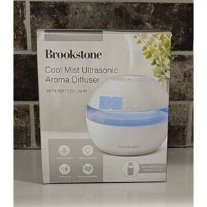 Brookstone Cool Mist Ultrasonic Aroma Diffuser with Soft LED Light READ